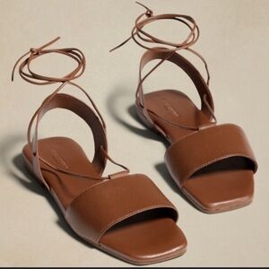 Lace-Up Flat Leather Sandal